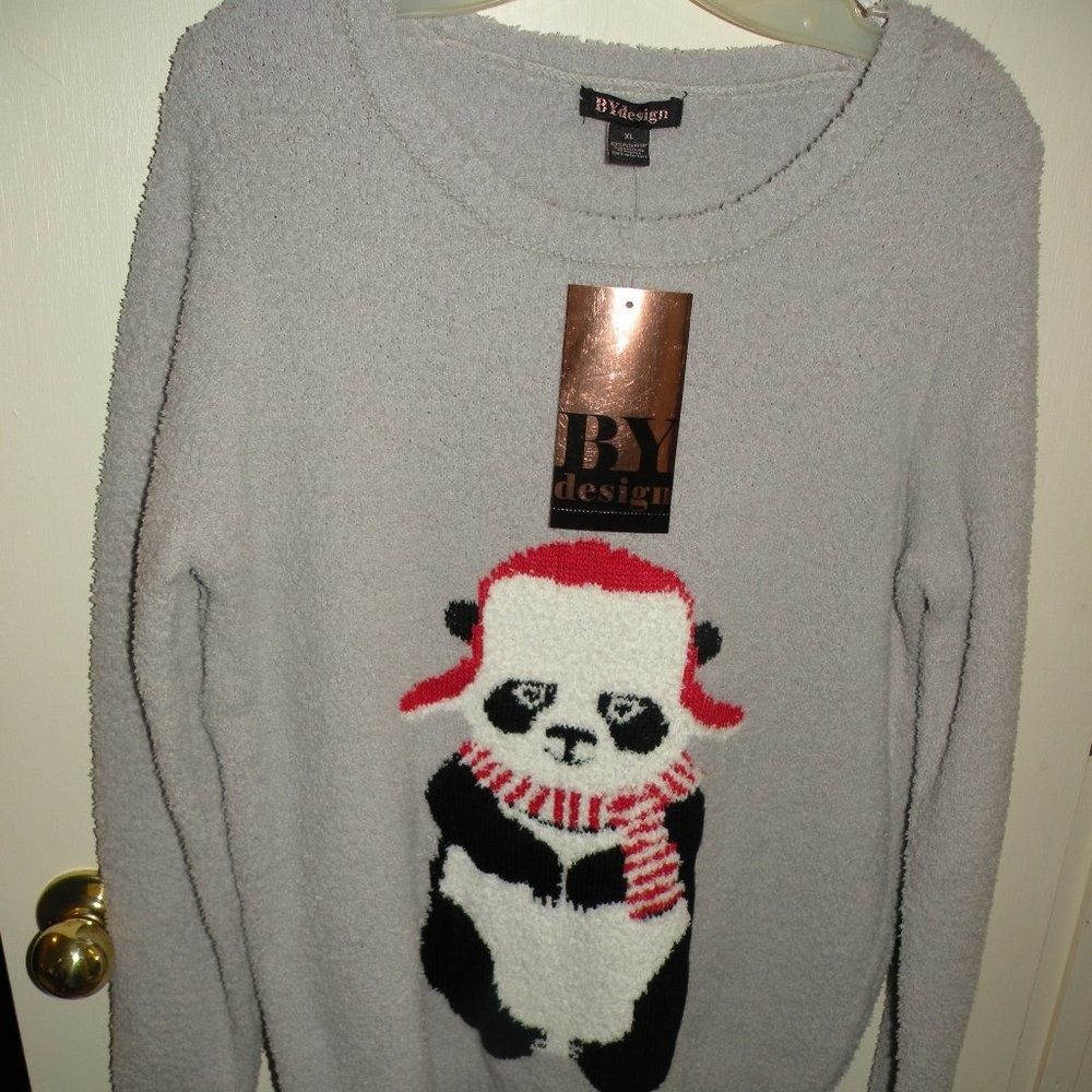 BYDESIGN NWT GRAY SWEATER XL WINTER PANDA CREW